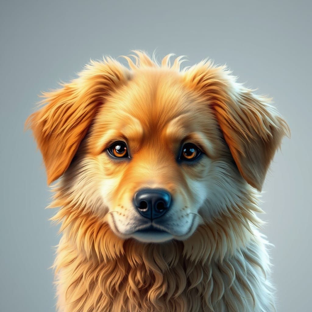 Hyper-Realistic Anime Golden Dog