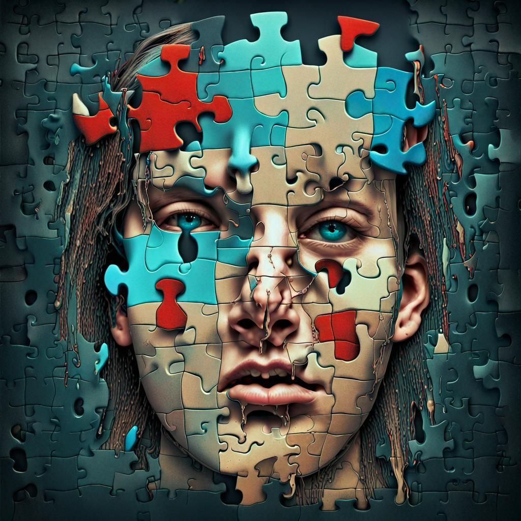 Fragmented Face: A Surreal Digital Collage