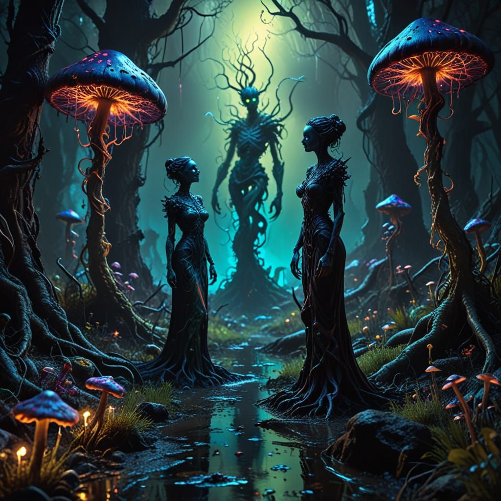 Ethereal Horror Creature Emerges from Vibrant Vortex