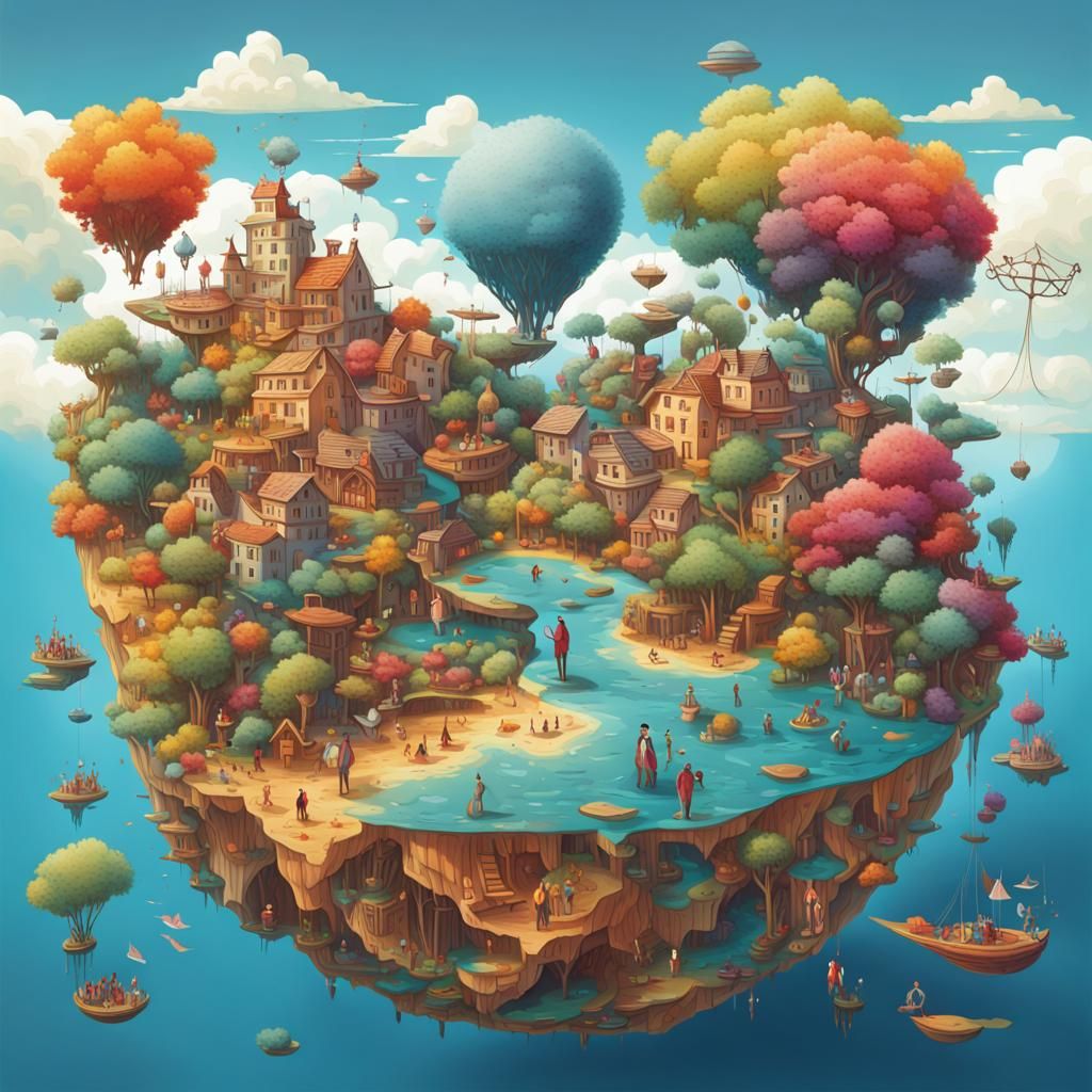 Surreal Puzzle Island: A Collaborative Mindscape