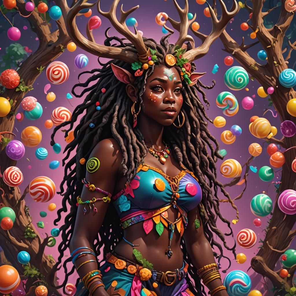 Female Satyr in Candyland Inspired Art Style