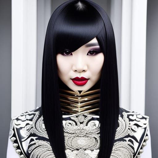 Geometric Art: Asian Goth Woman Portrait