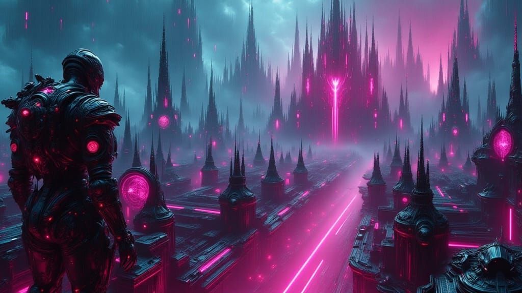 Cyberpunk Knights Storm Futuristic Castle