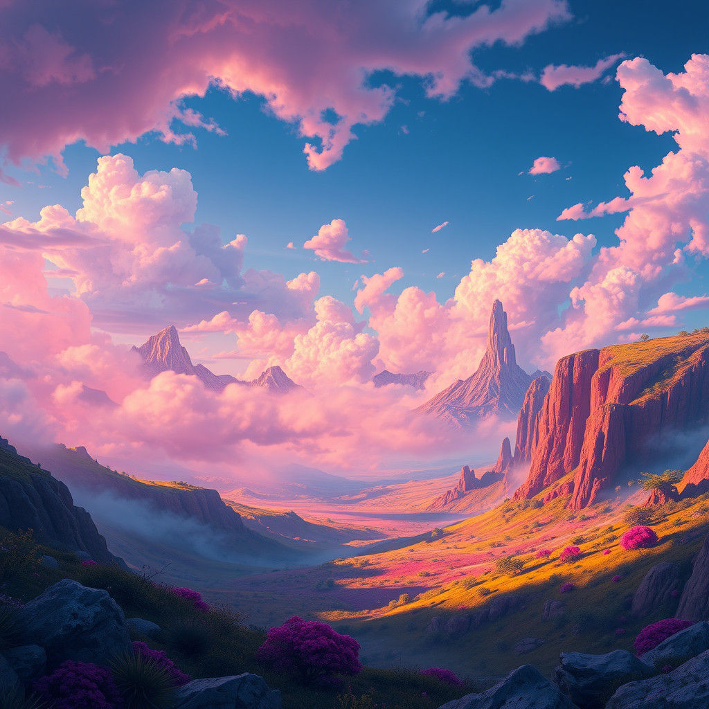Rainbow Landscape in Futuristic Concept Art Style