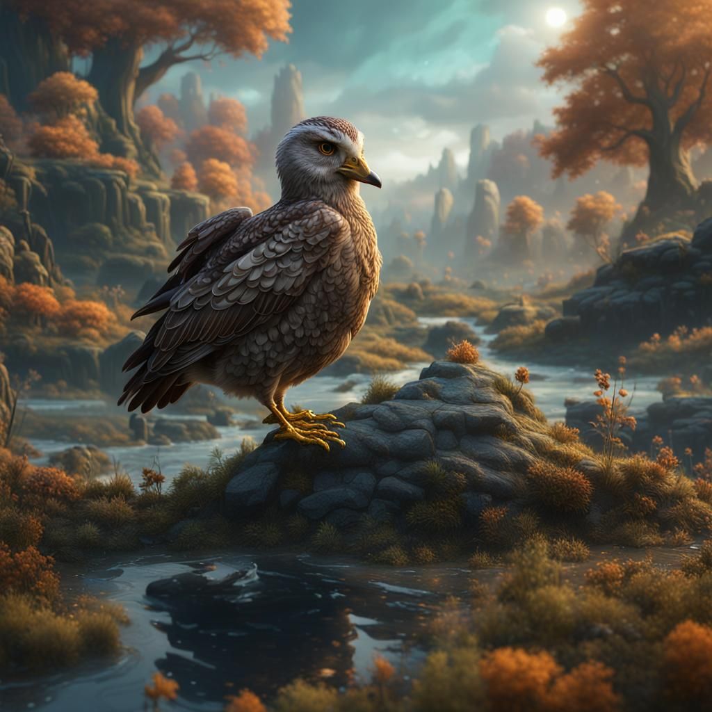 Fantastical Duck Owl Hybrid in Detailed Digital Art