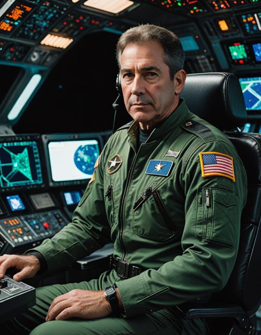 Middle Aged Commander in Space Command