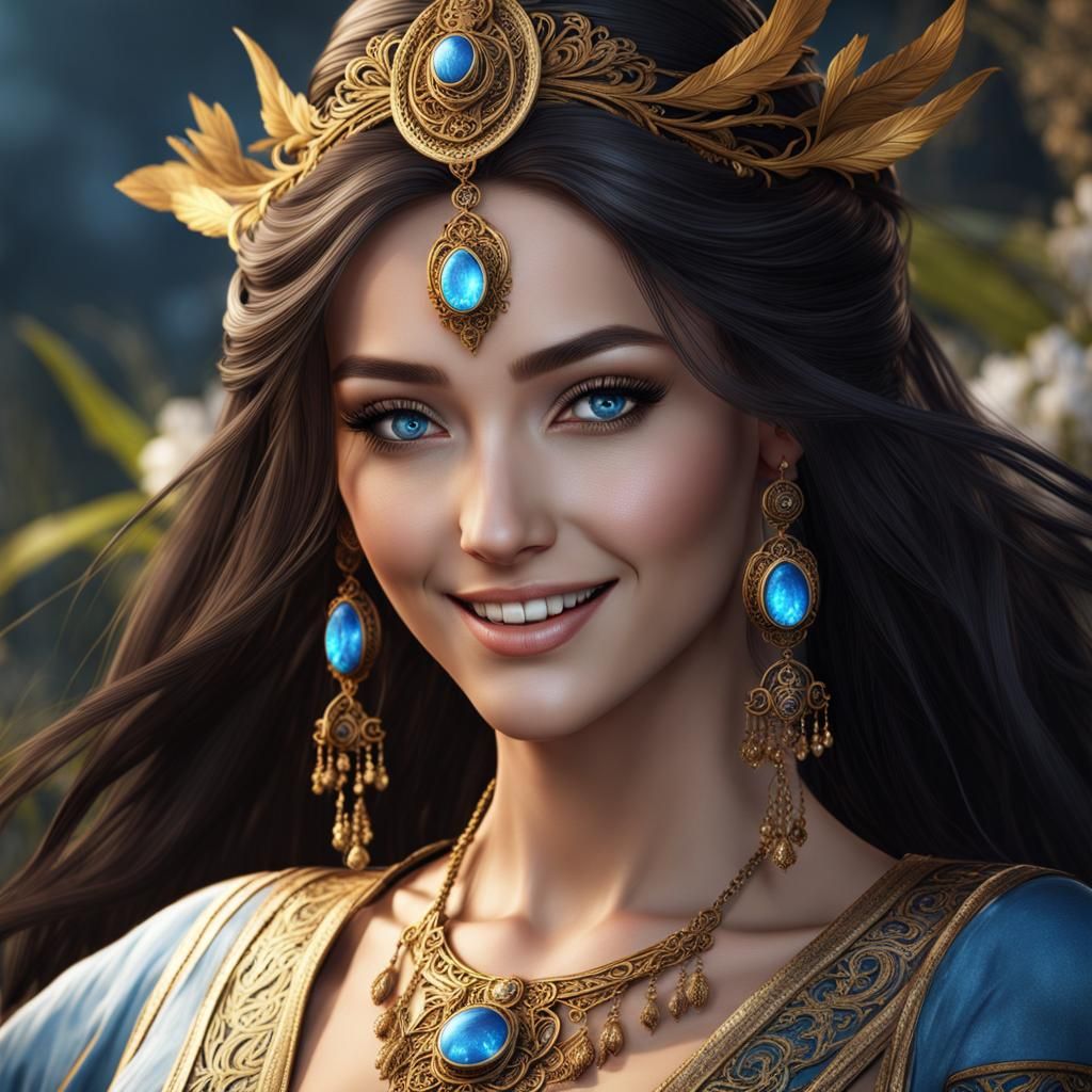 Beautiful Women with Blue Eyes: Fantasy Art