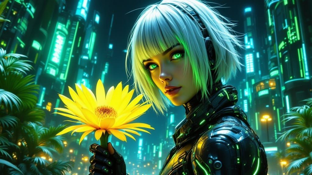 Cybernetic Fae in a Futuristic Garden
