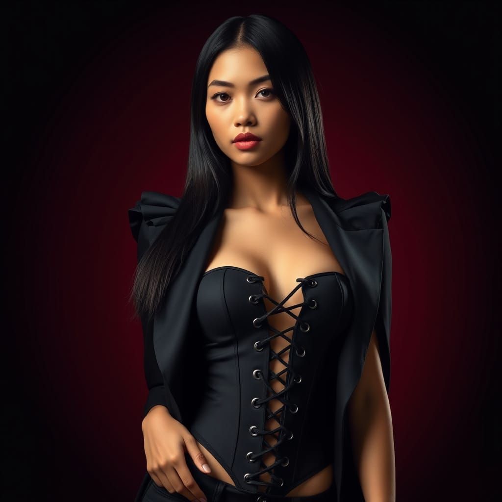 Elegant Brunei Woman in Edgy Noir Portrait