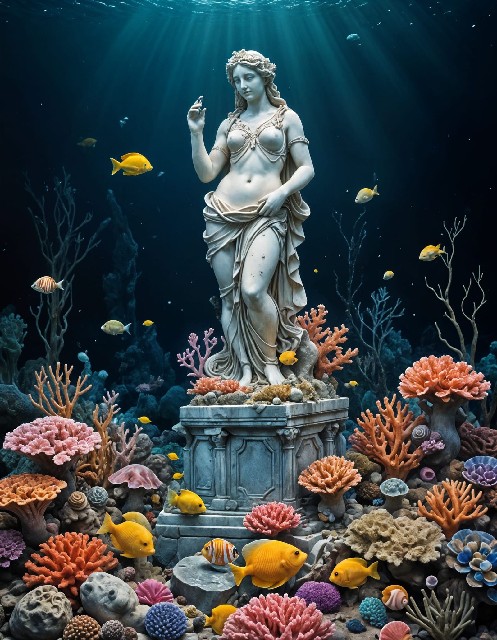 Aphrodite Statue in a Coral Reef Fantasy