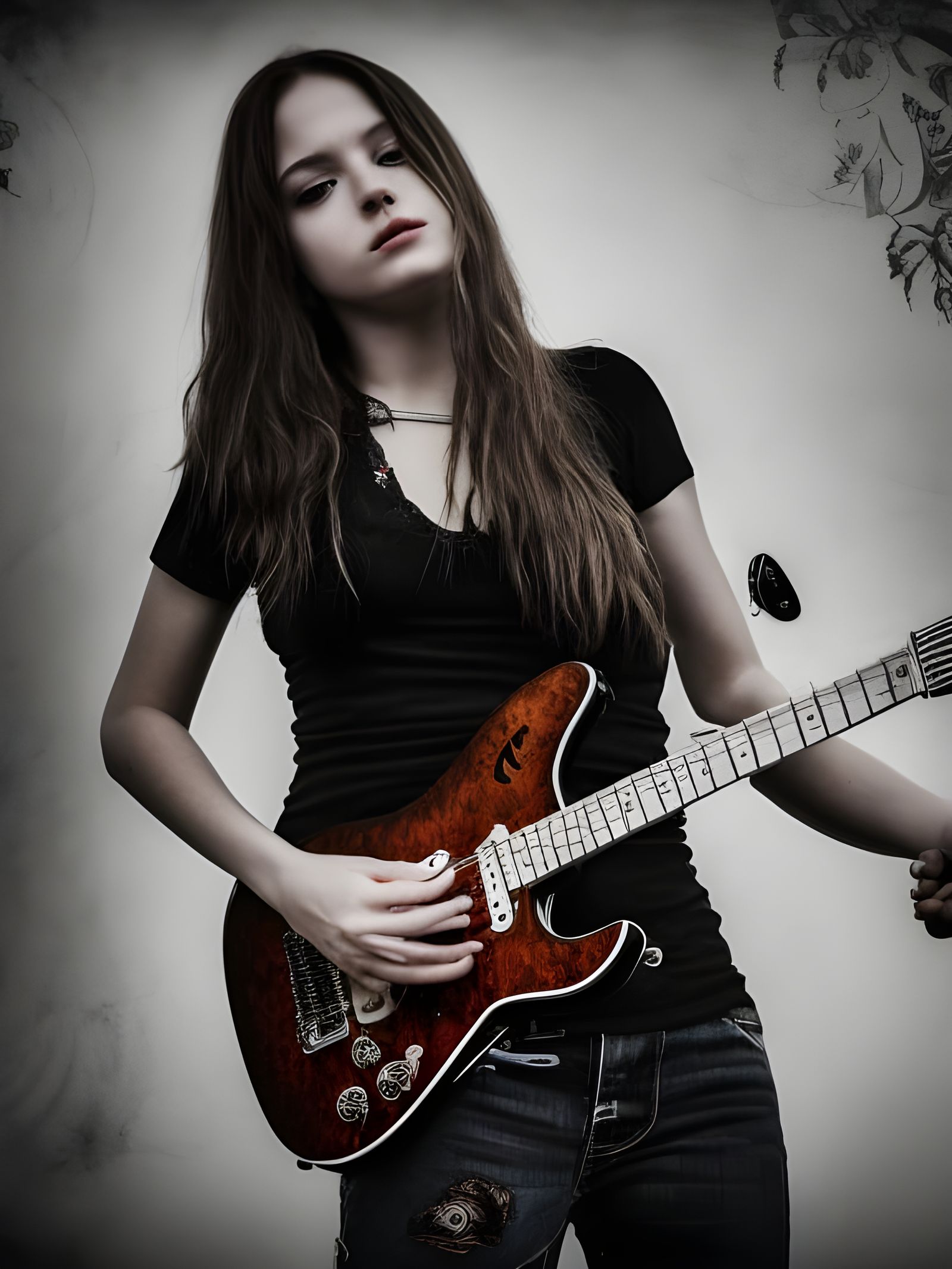 Pop Punk Guitarist Portrait in Hyperrealism