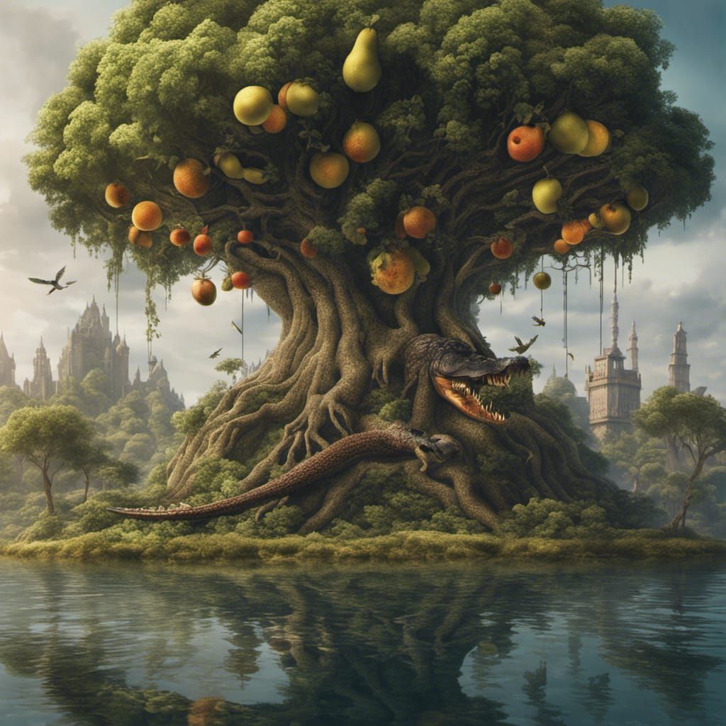 Tree of Life Surrounded by Crocodiles