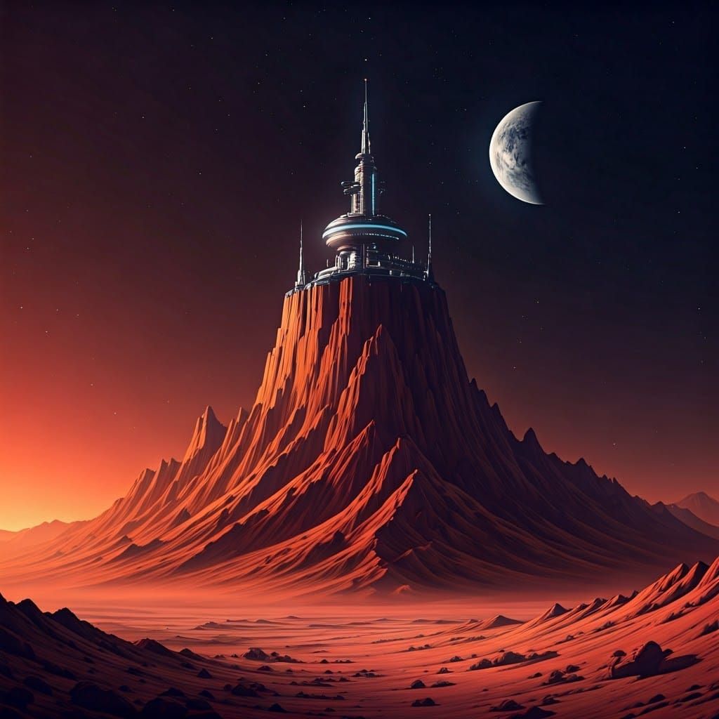 Majestic Martian Citadel at Sunset