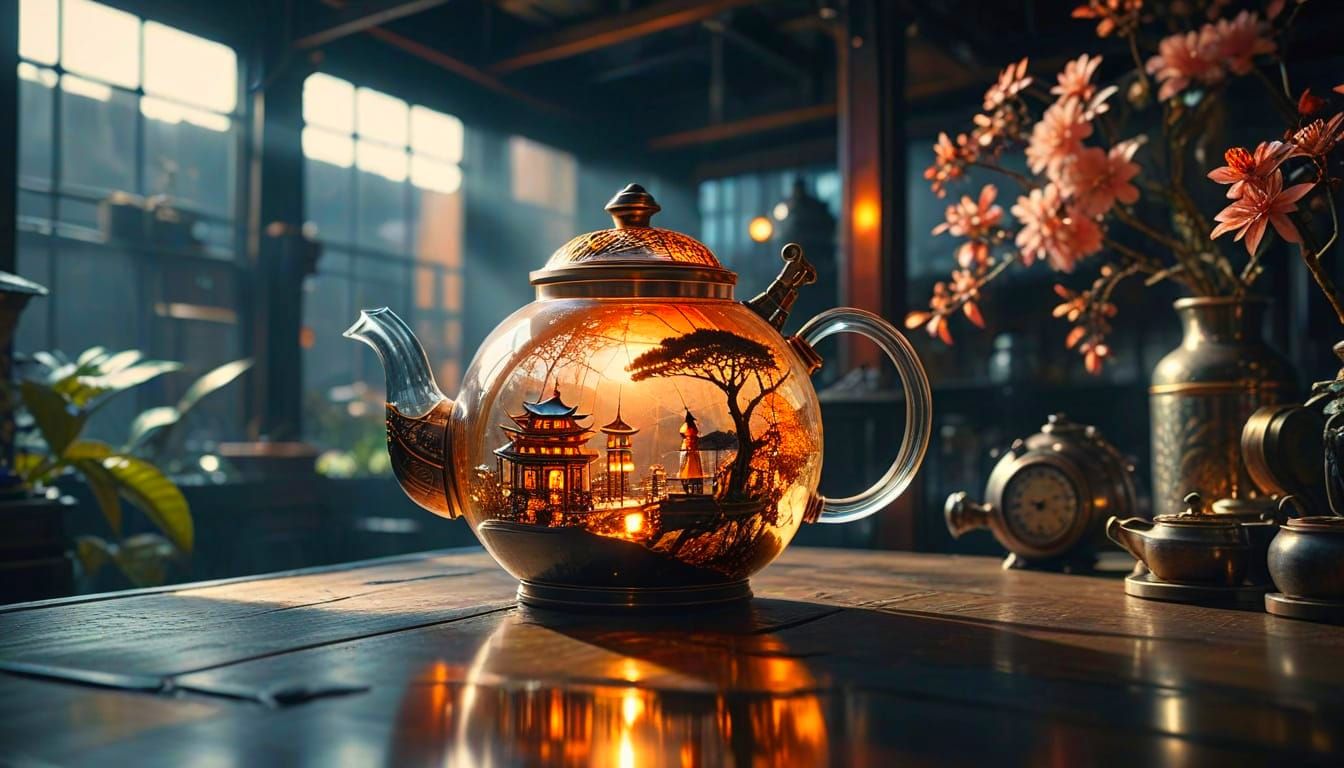 Steampunk Geisha in a Tea Pot Oasis