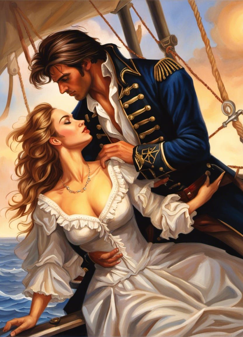 Pirate's Embrace: A Romance Novel Cover in Acrylic