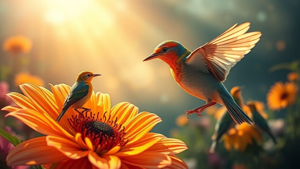 Bird's Affection: Dynamic Lighting, Detailed Matte Painting