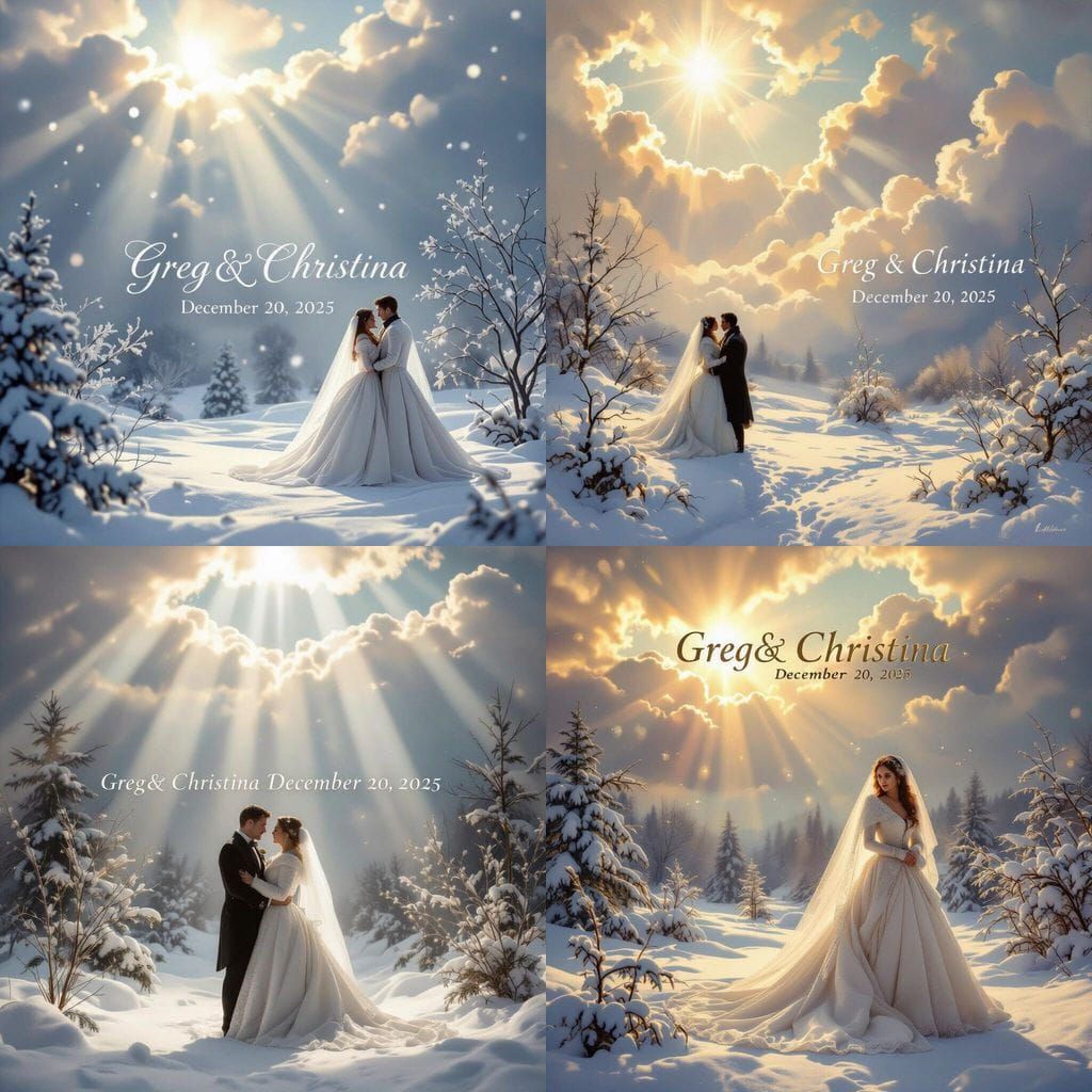 Elegant Winter Wedding Scenery with Sunshine