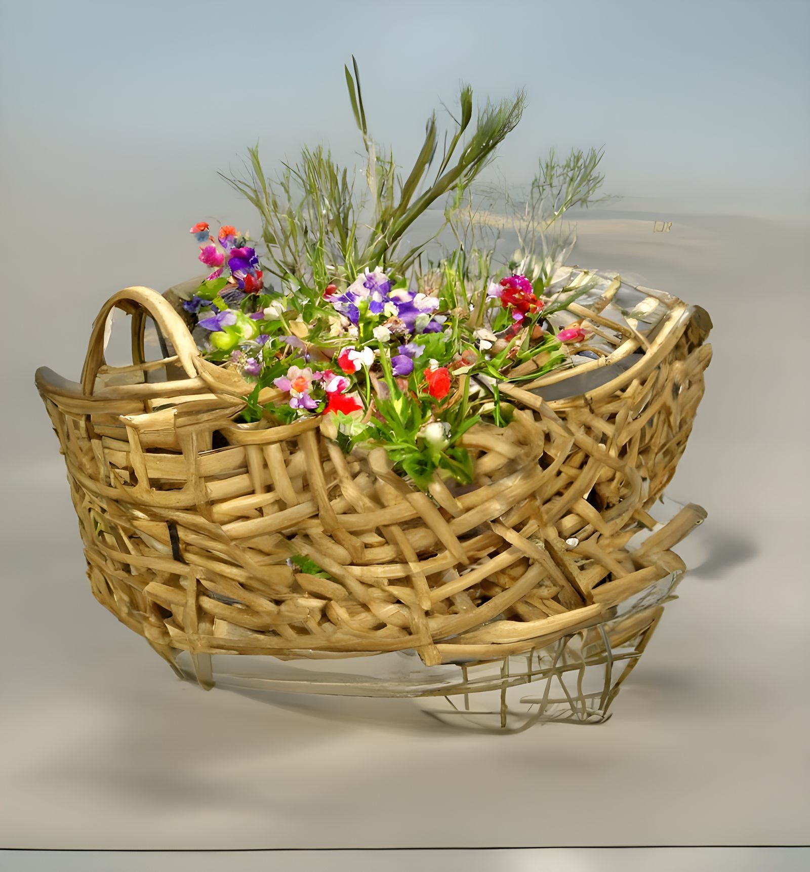 Basket with small flowers