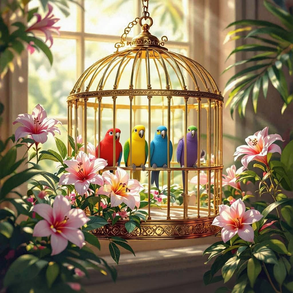 Elegant Bird in a Gilded Cage