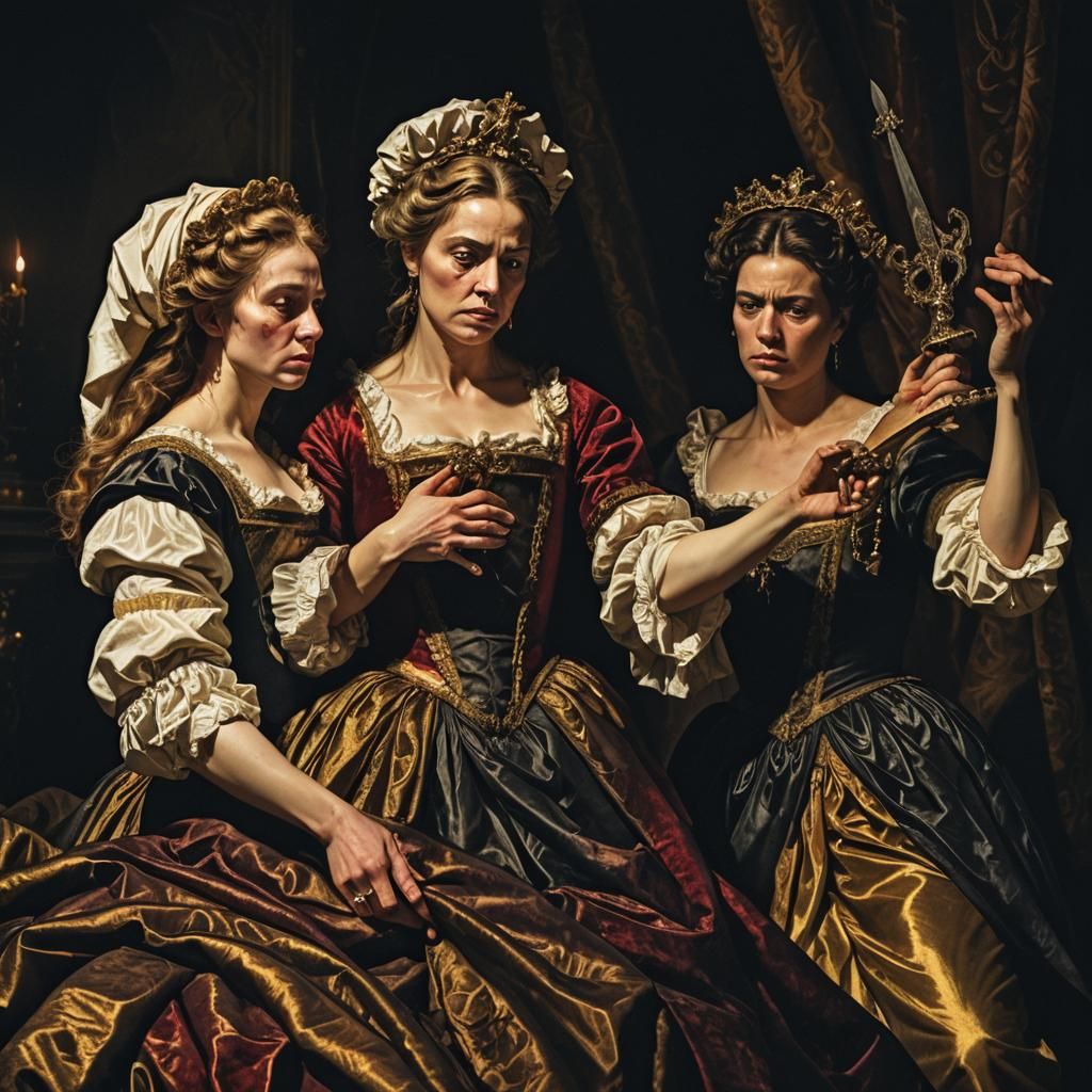 Dramatic Baroque Scene: Judith with Holofernes' Head