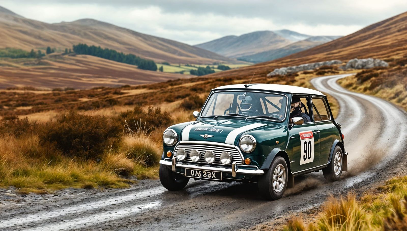 Jim Clark Races Mini Cooper: Color Stippling Drawing