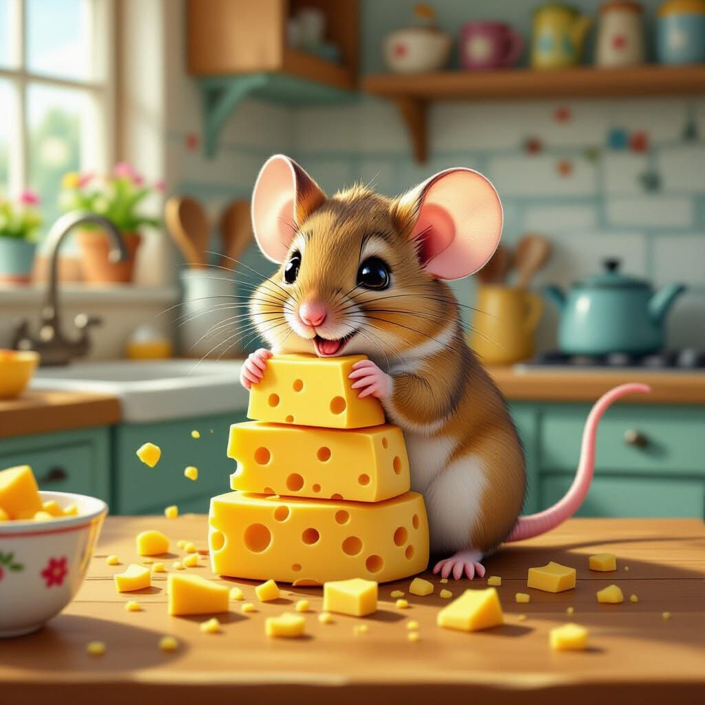 Mouse and Cheese: Surreal Children's Illustration