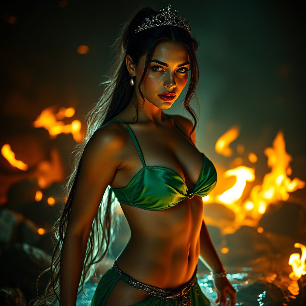 Brunette Model in Mordor, Cinematic Film Still