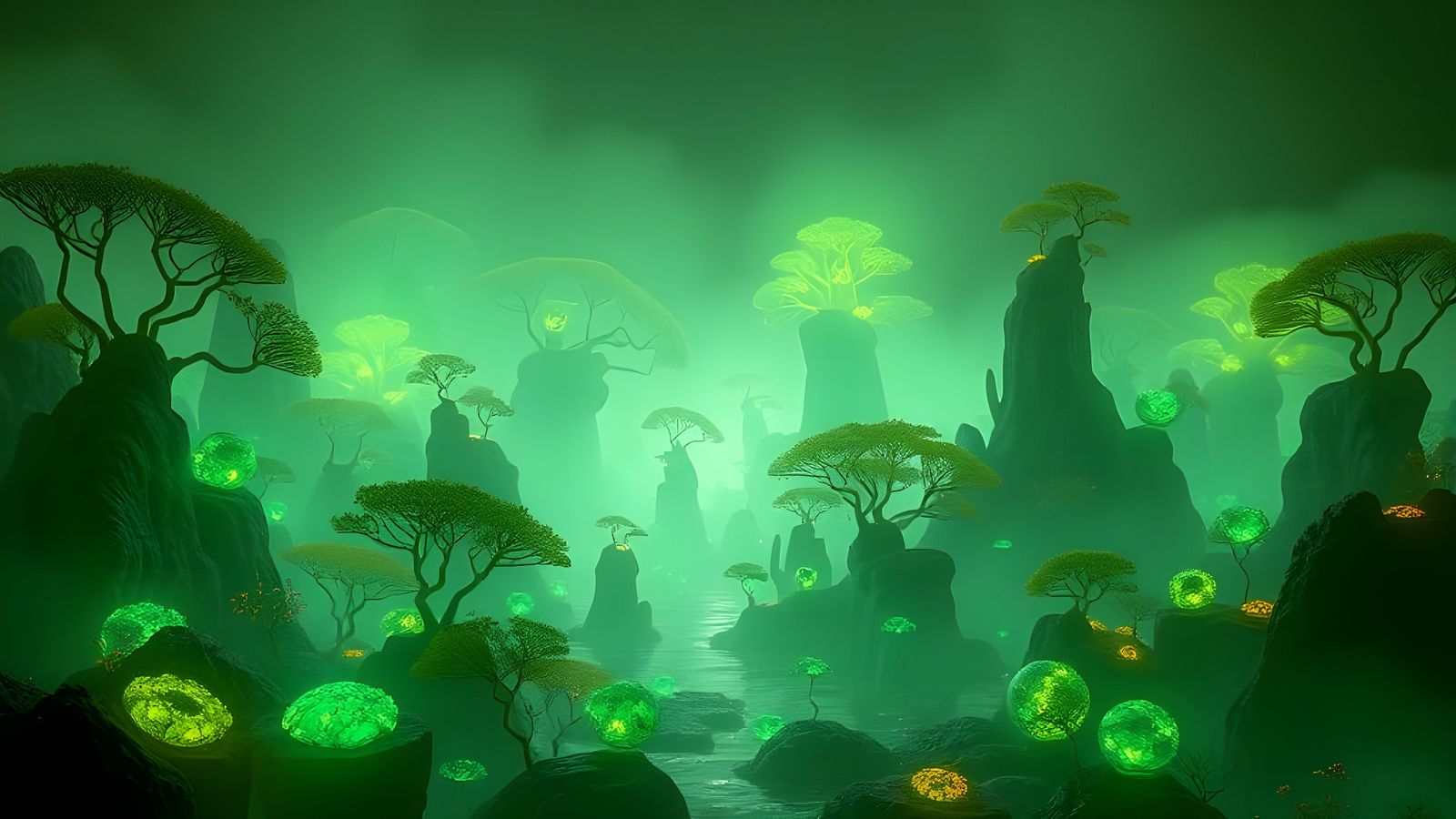 Biosynthetic Ecosystems in Hypnotic Bioluminescent Harmony