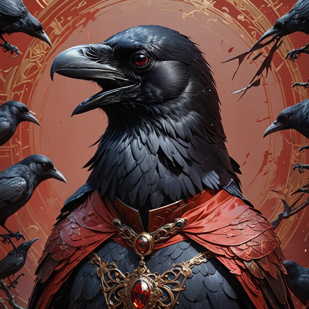 Realistic Raven Portrait in Hyperdetailed Style