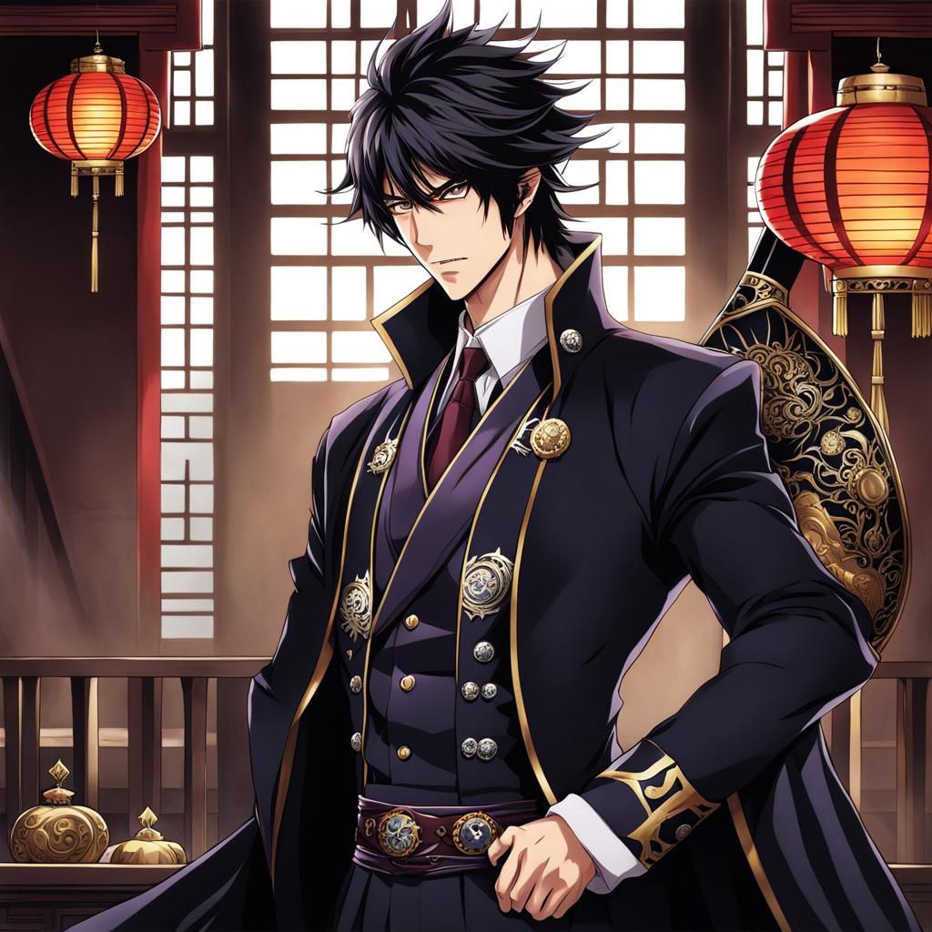 Anime Villain: Handsome Boy in Japanese Fantasy Style