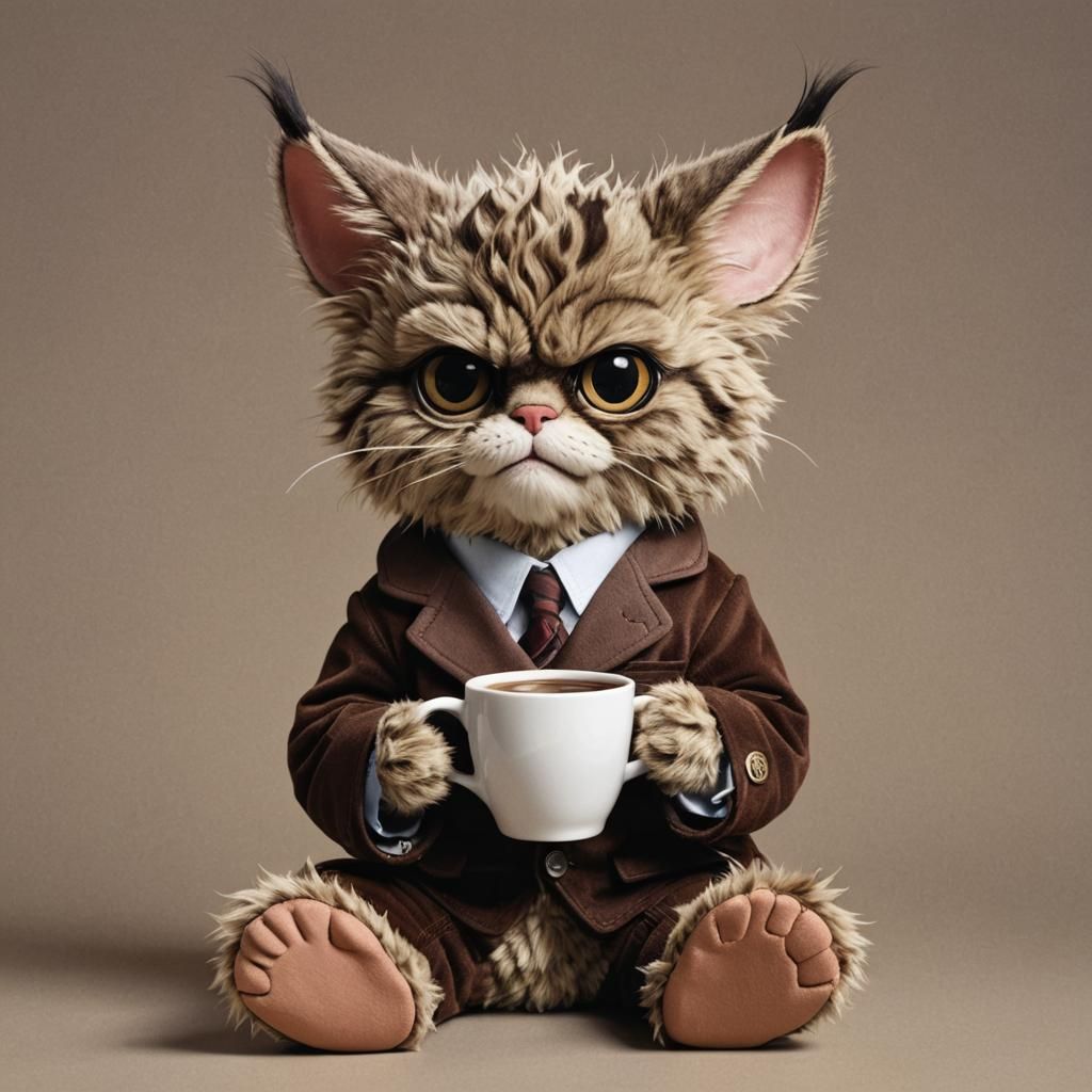 Stuffed Animal Coffee Break in Anime Style