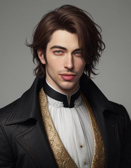 Handsome man dressed up in baroque style