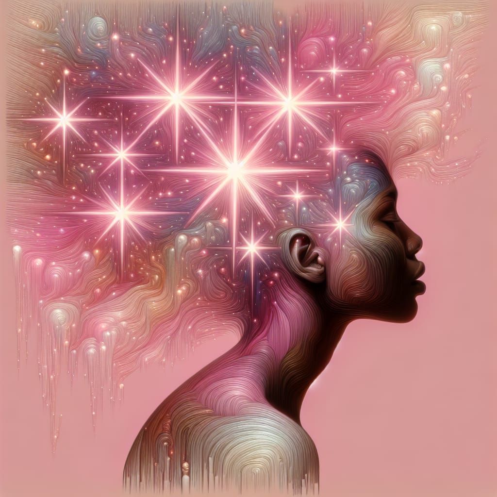 Ethereal Star Woman Portrait in Surreal Style