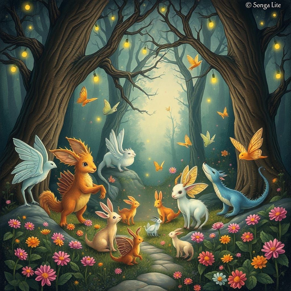 Enchanted Forest Gathering in Whimsical Style