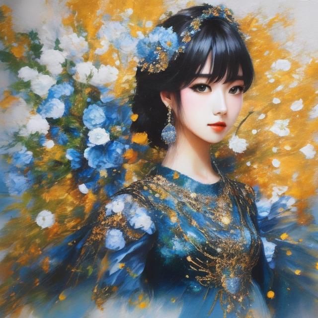 Anime Girl in Fantastical Flora Environment