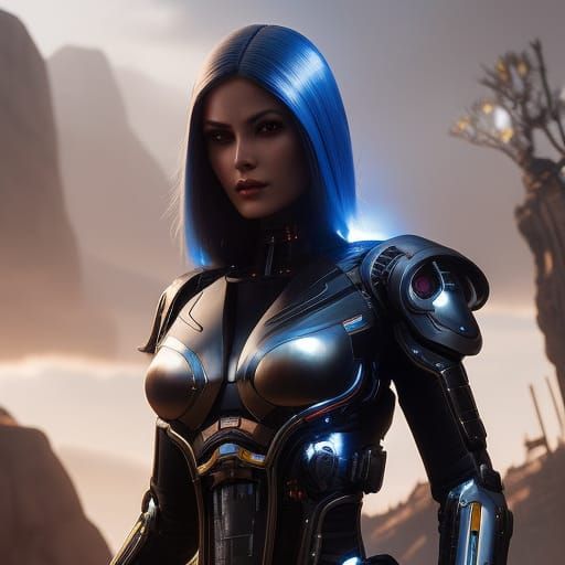Cybernetic Woman: Fantasy Art in Dramatic Lighting