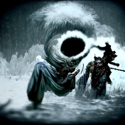Terrifying Yokai in Dark Fantasy Style
