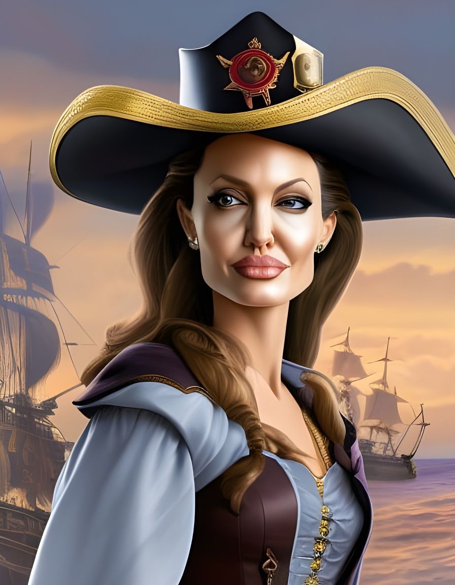 Portrait of Angelina Jolie as pirate Elizabeth Turner from d...