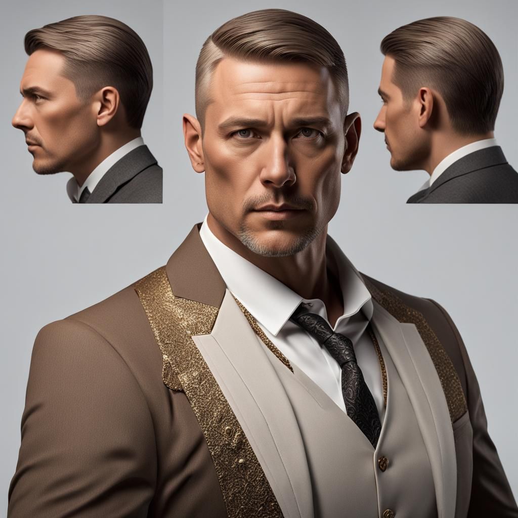 Attractive Androgynous Portrait in Hyperdetailed Matte Photo...