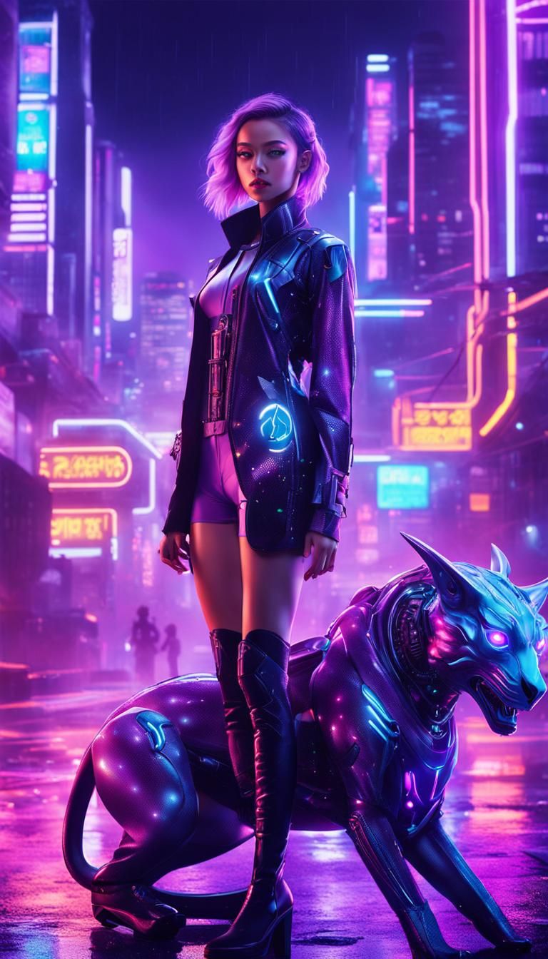 Chimera Girl in Futuristic Anime Style