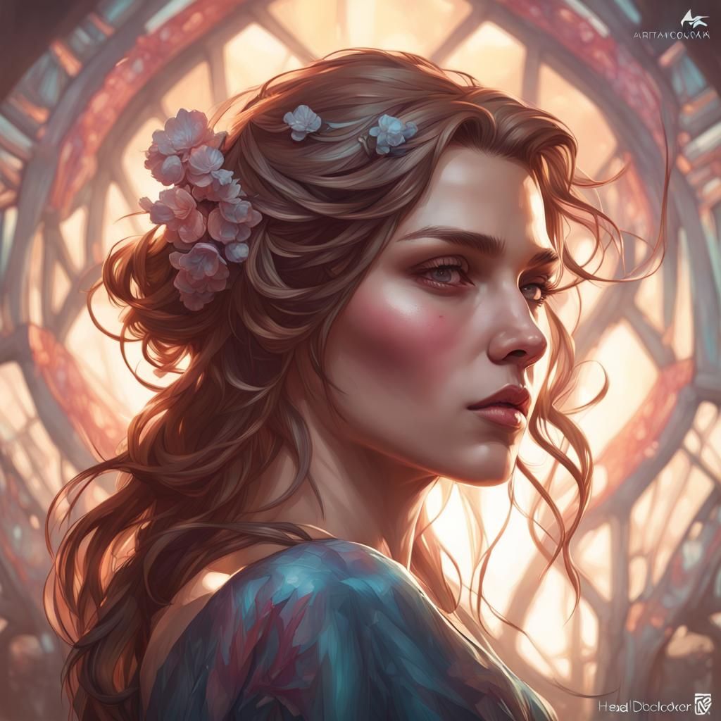 Detailed Portrait in Artgerm and Mucha Style