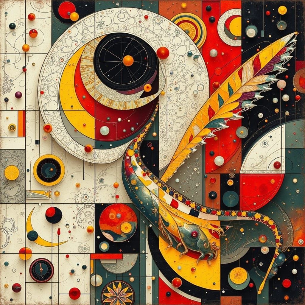 Suprematist Fae in Retrofuturistic Abstraction