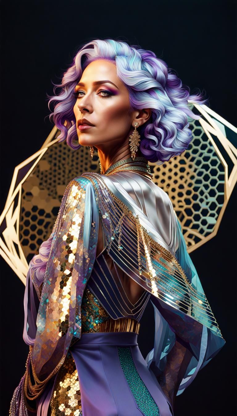 Art Deco Woman with Holographic Details