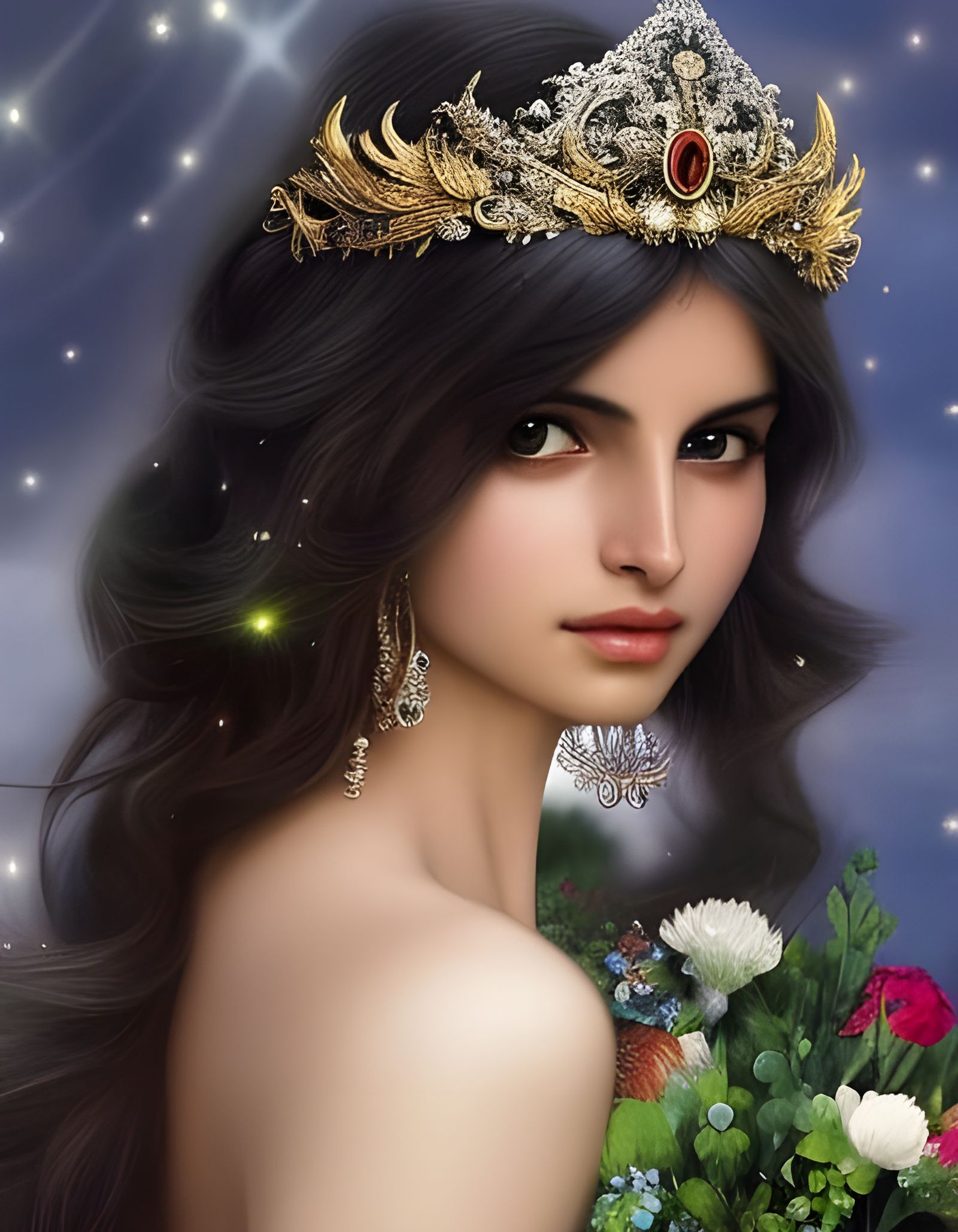 Silver Moon Goddess in Whimsical Fairy Garden