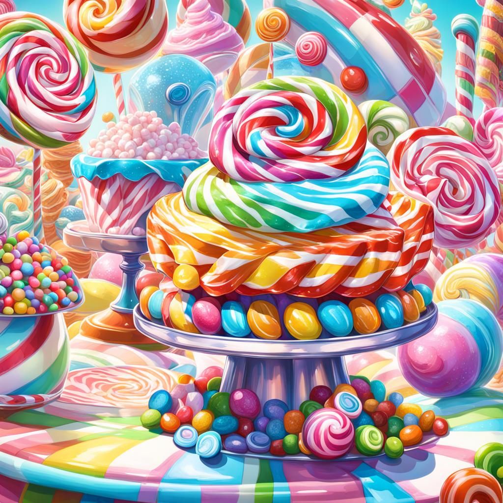 Whimsical Candy Land Digital Illustration