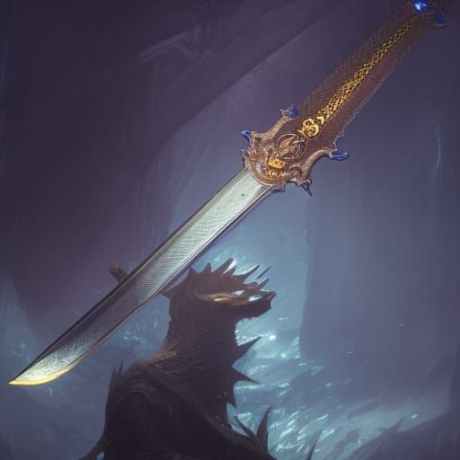 Dragon Scale Sword in Dark Fantasy Style