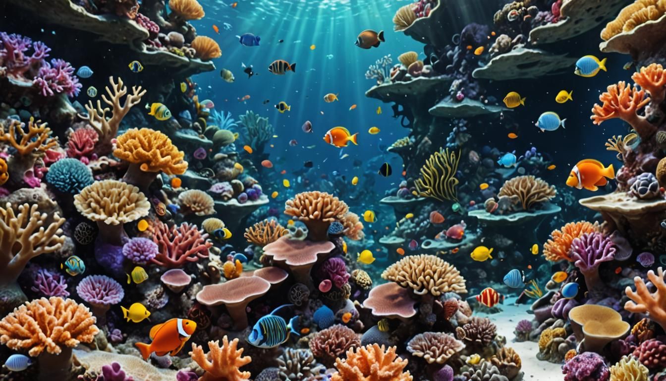 Vibrant Coral Reef Ecosystem in Fantastical Realism