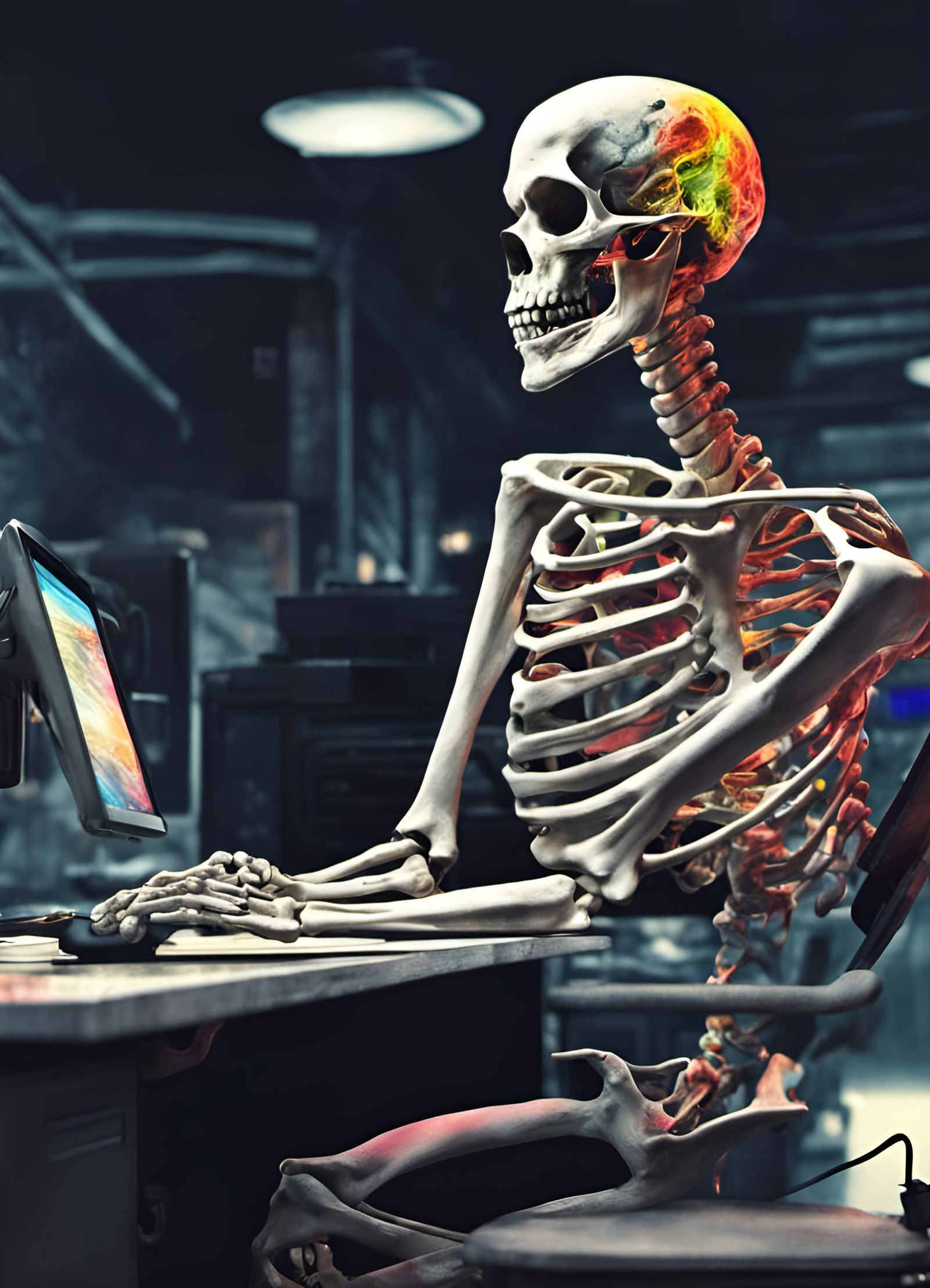 Skeleton with Desk Job