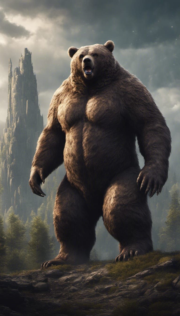 Ominous Giant Bear in Detailed Matte Painting