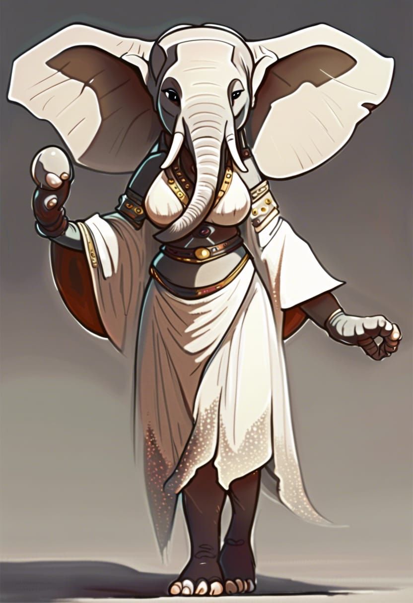 Loxodon Anthro Female with Powerful Build